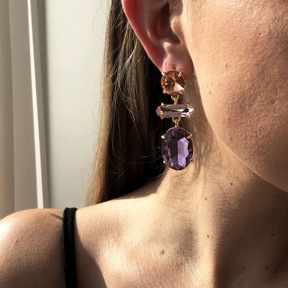 Luxury earrings for women | Fashion Shiny Zircon Geometrics Tassel Earrings