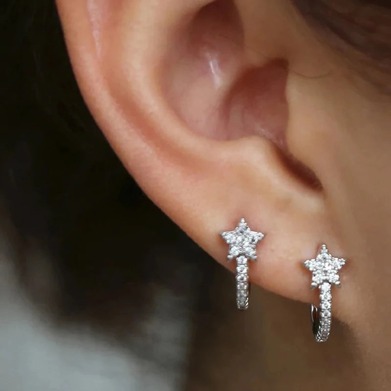 Earrings with Dazzling CZ Simple Ear Accessories for Women | Silver Color Exquisite Girls Jewelry