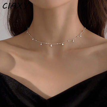 Silver Color Round Necklaces | Simple Niche Design For Lady | Girl Party Jewelry