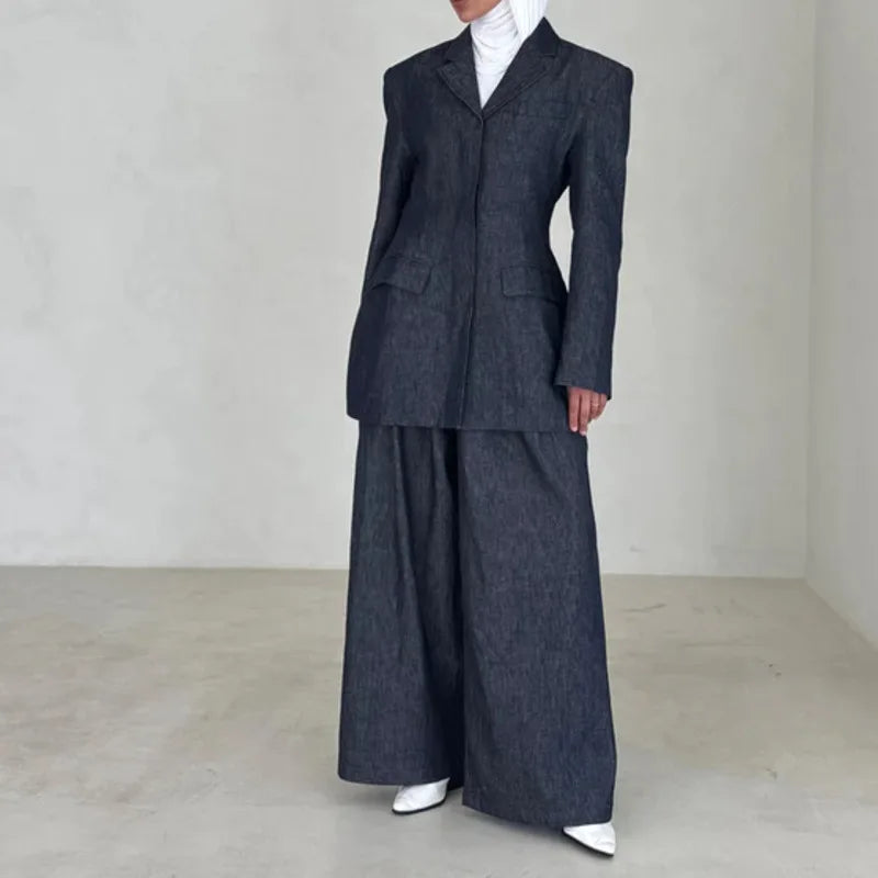 Blazer Pants Set Women | Two Piece Outfit Hidden Button Office Suit