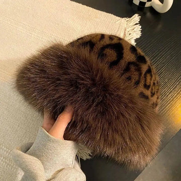 Keep Warm Headgear | Hot Leopard Print Fur Hat Women | Winter Hat Lady Russian Hat