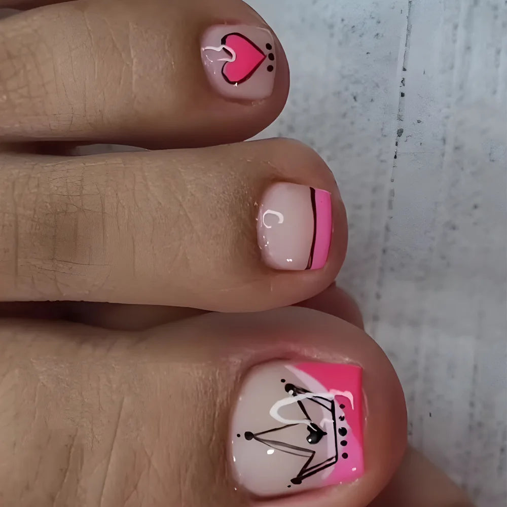 24 Pcs Toe Nails Set Shell Design Decorated