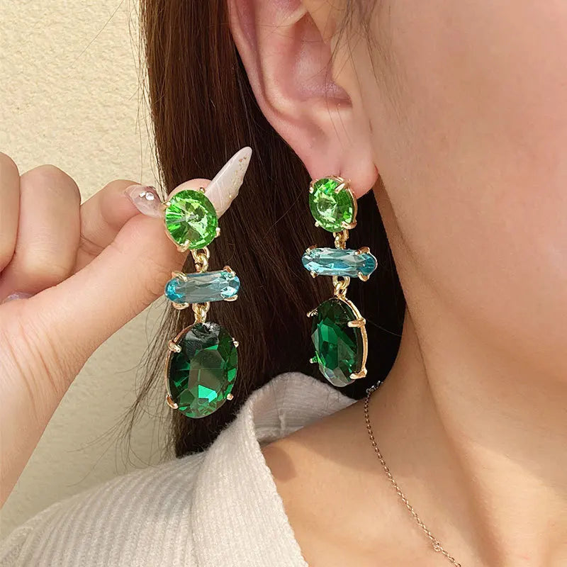 Luxury earrings for women | Fashion Shiny Zircon Geometrics Tassel Earrings