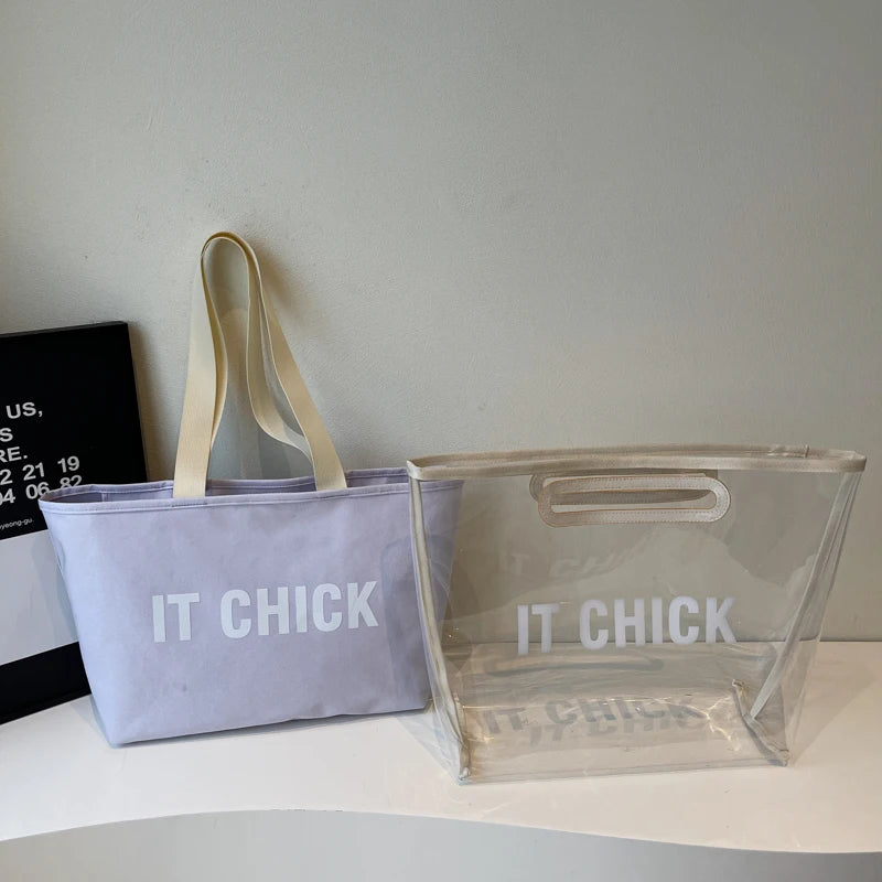 PVC Transparent Shoulder Bag | Large Capacity Versatile Handbag Water Proof Multifunctional Tote Bag
