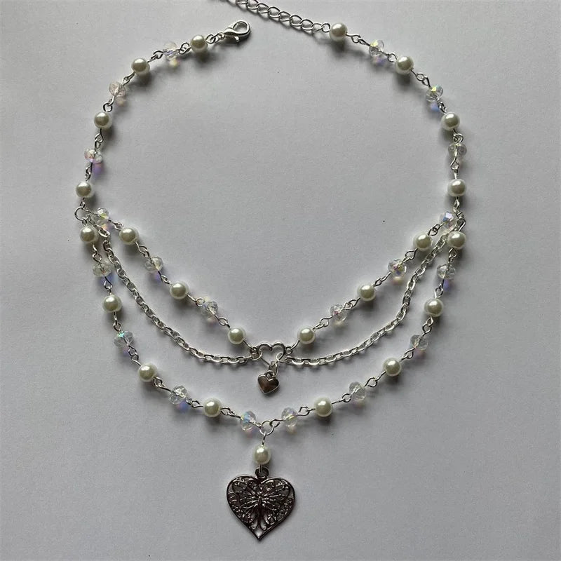 Butterfly Heart Necklace for Wome | Vintage Gothic Y2K Punk Double-layer Choker