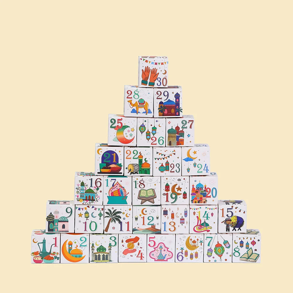 30Pcs ramadan gift box ideas | Muslim Calendar Boxes for Eid Mubarak Party