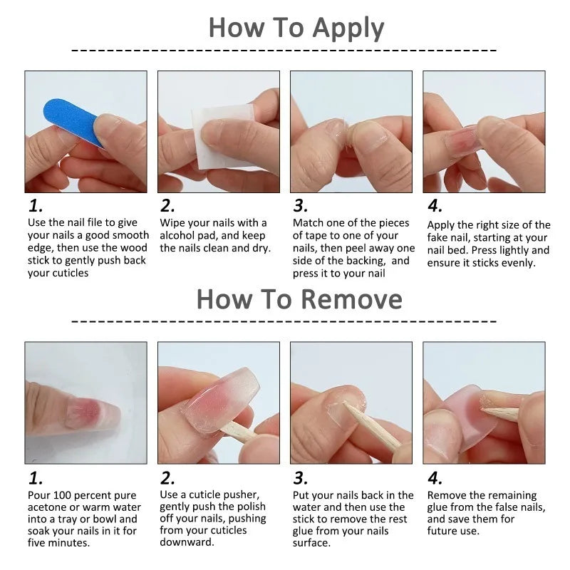 24 Spring Short Square Nails | Full Cover Blue Fresh Flower Pattern French Nail