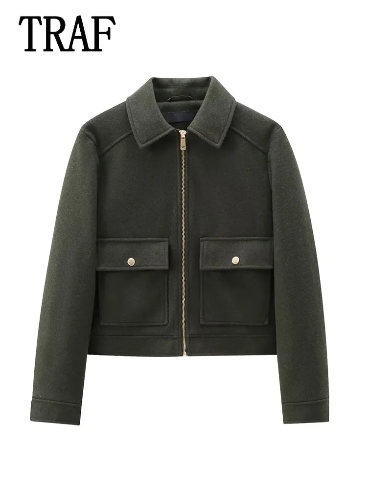 Women's Zipper Jacket Coat | New Winter Long Sleeve Pocket Outerwear | Coat Short Street Jacket