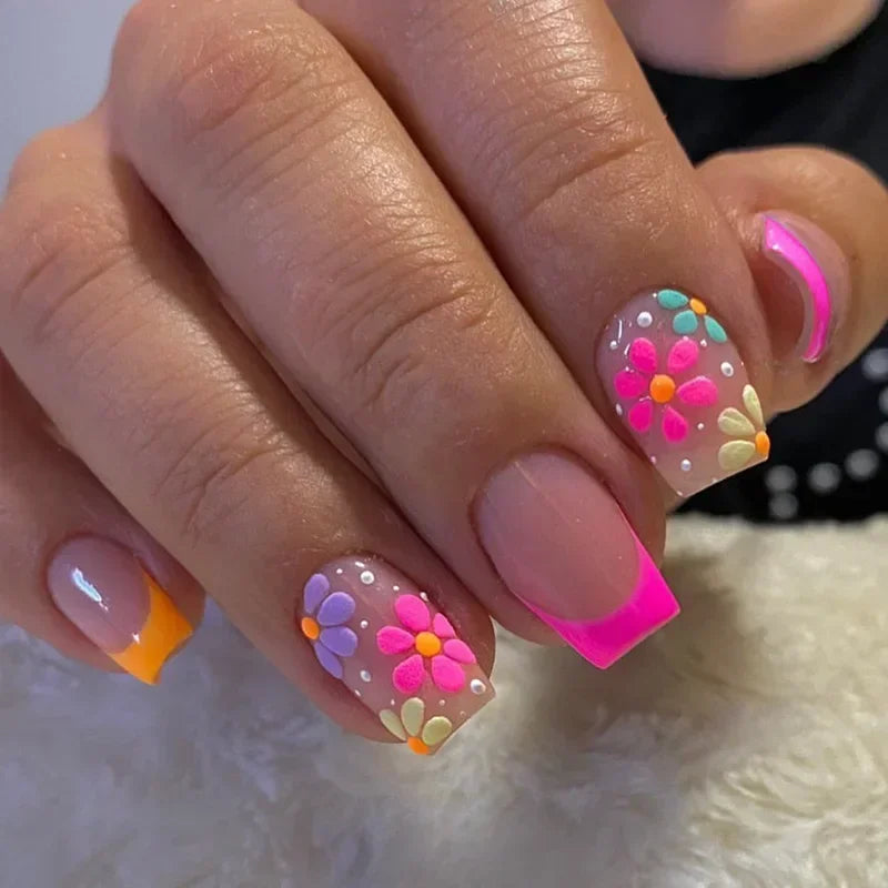 24Pcs Simple Trendy summer nail art
