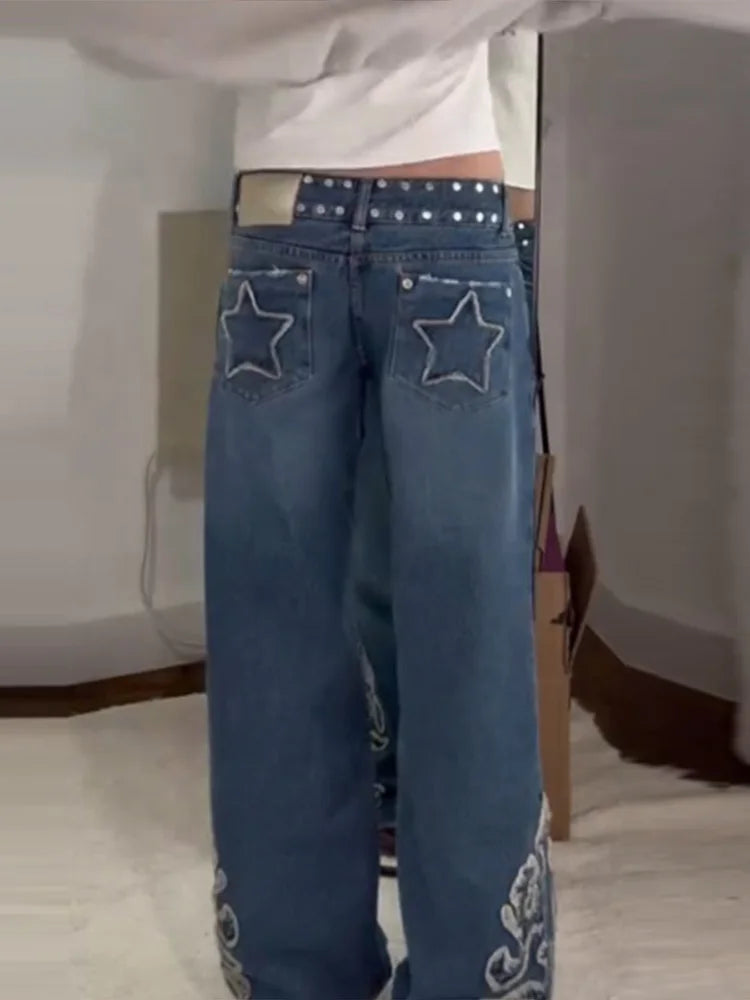 Vintage Streetwear Baggy Pants | High Waist Wide Leg Trendy Streetwear Trousers