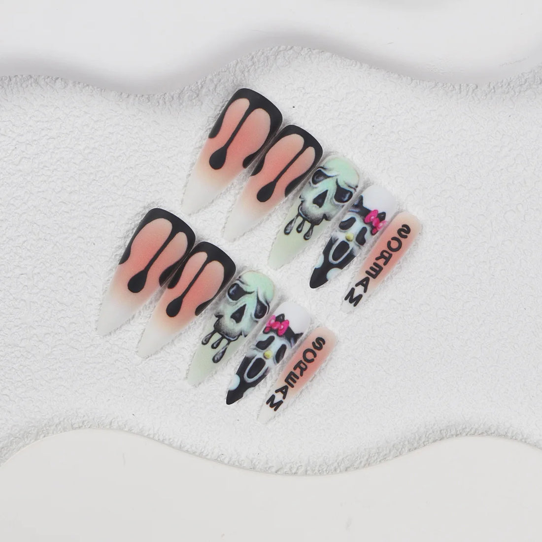 24 Halloween Nails Ideas | Horror Ghost Matte Fake Nails | Horror Theme Fingernails for Halloween