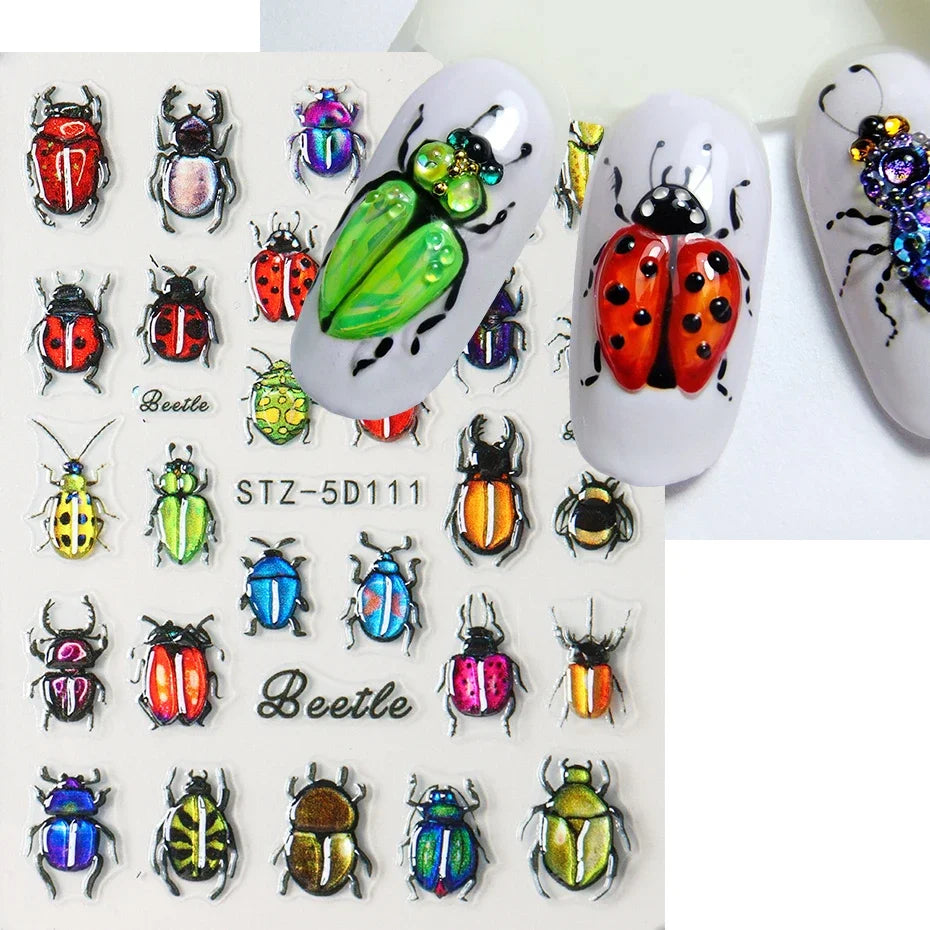 5D Ladybug Nail Ideas | Decals Ladybug Glowworm Longicorn Jelly Nail Art Decorations