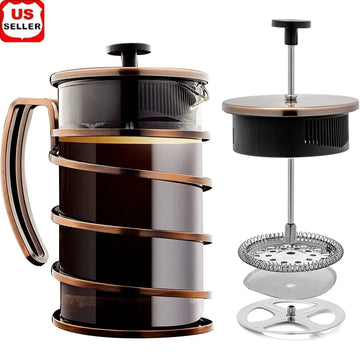 French Press Coffee Maker with Stainless Steel Plunger Perfect Tea Travel Camping Gifts