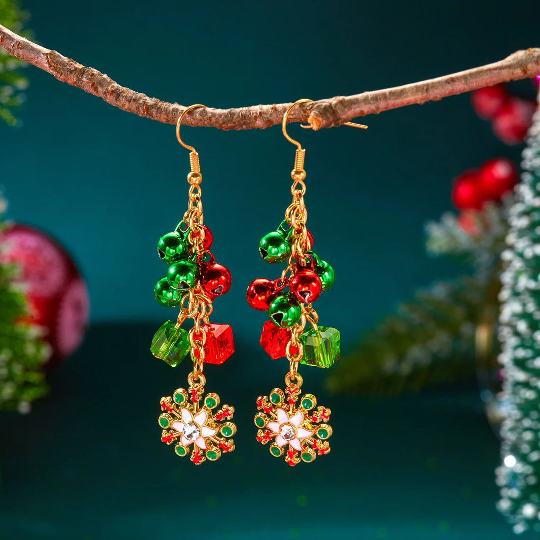Xmas Tree Earrings for Women | Snowflake Xmas Tree Beads Long Earring | New Year Gifts