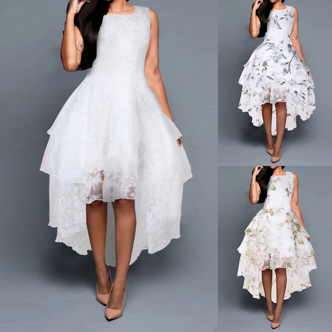 Elegant Floral Chiffon Swing Dress for Women