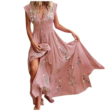 High Waist Boho Cocktail Dress For Wedding Guest