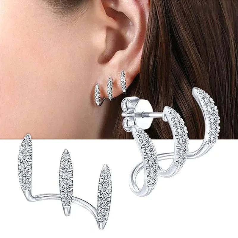Stud Earrings For Women | with Crystal Gold Earring AAA Stone Modern Design