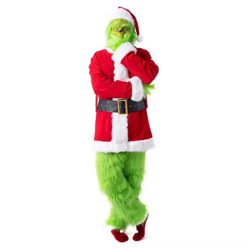 Santa Claus Costume For Adults | Halloween Furry Clothes Holiday Outfit With Mask