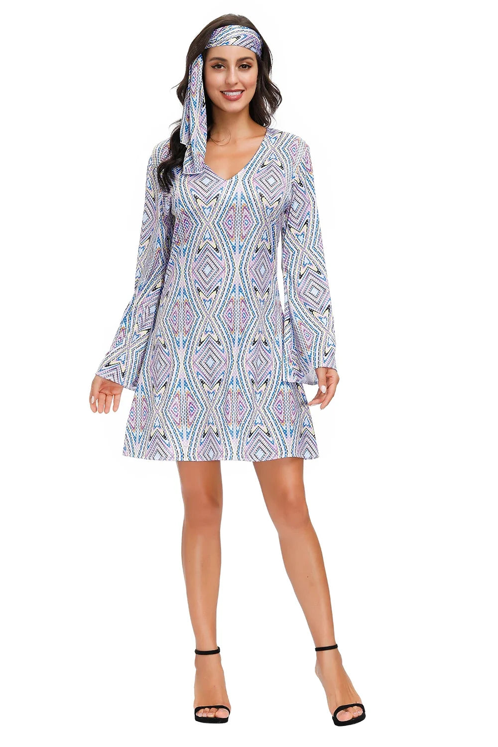 Women 80s Hippie Outfit | Stage Performance Costumes Cosplay Halloween Fancy Dress