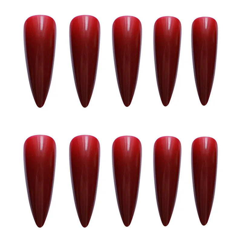 24 Red Stiletto Nails | Glossy Press on Nails Wearable Full Cover False Nail