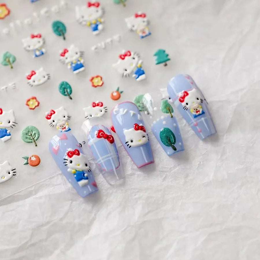 5D Hello Kitty Nail Stickers | Cartoon Sanrio Sticker Nail Decoration DlY