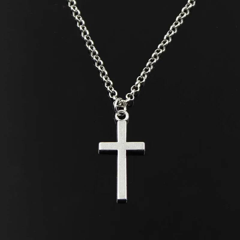 Silver Pendant Designs For Female | Simple Classic Fashion Double Sided Cross Antique Long Chain Necklaces