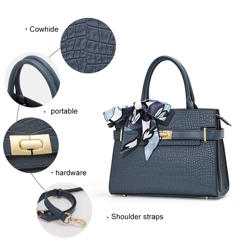 Aidrani Genuine Leather Handbags | large capacity women's bag, square cowhide shoulder bag