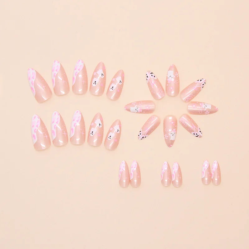 24 Halloween Press On Nails Short | Spooky-Cute Style False Nail For Women, Girl