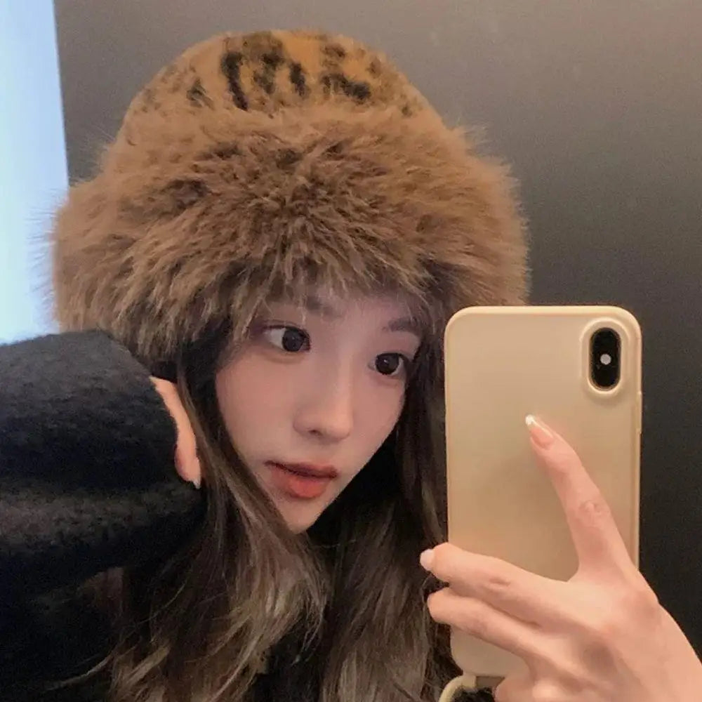Keep Warm Headgear | Hot Leopard Print Fur Hat Women | Winter Hat Lady Russian Hat