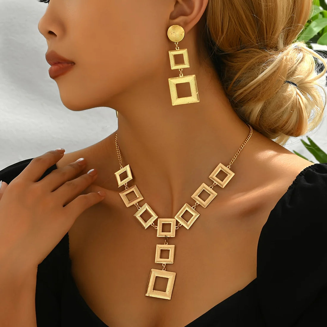 14k Gold Earrings And Necklace Set | Gift For Everyday Chic To Evening Glamour