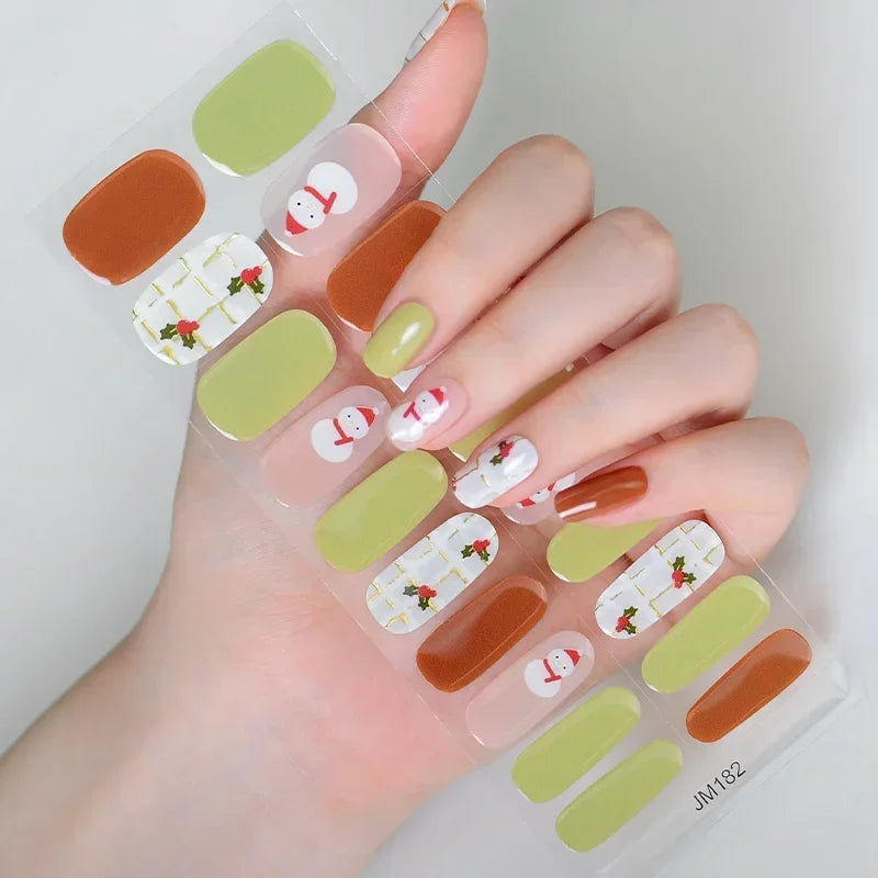 20 Christmas Snowflake Nails | Gel Nail Stickers For New Year Manicure UV Nail Wraps