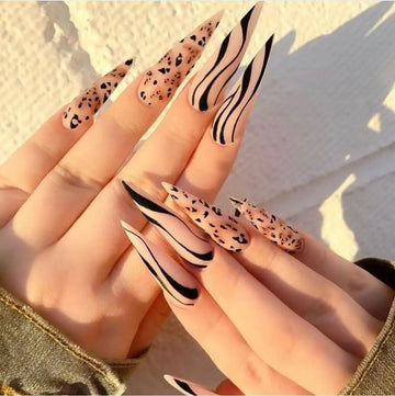 24 Cherry Blossom Stiletto Nails | Plum Blossom Fake Nails Full Cover Nail Tips Press On Nails