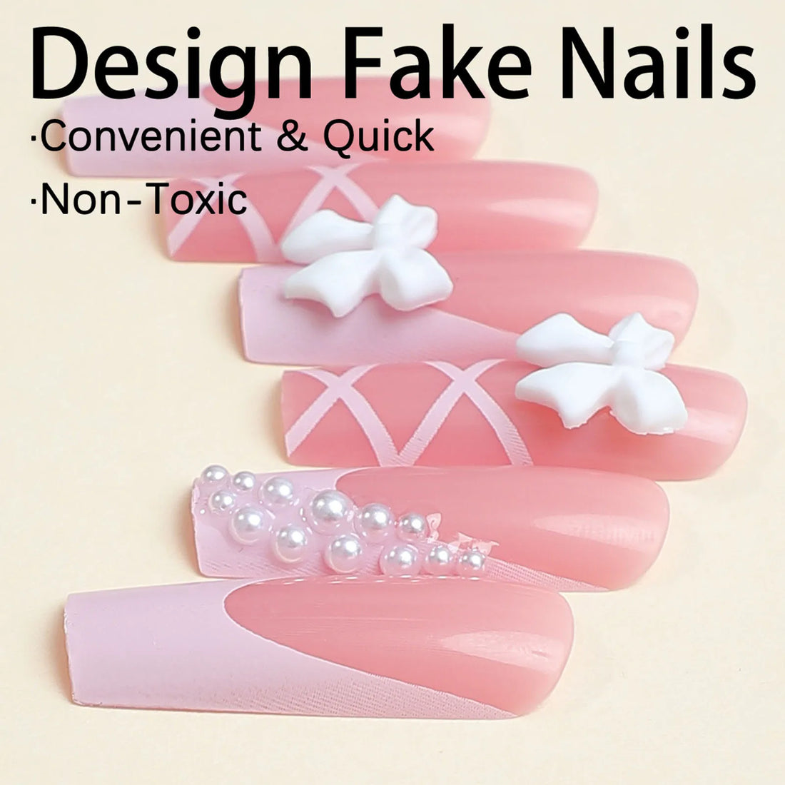 Womens Bow Pink summer Nails Ideas