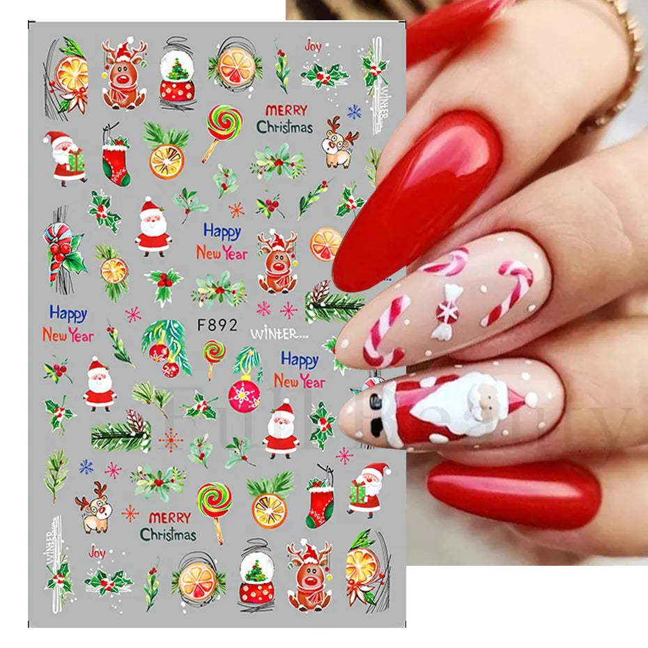 1pcs 3D Christmas Nail Stickers Design Manicure Decoration