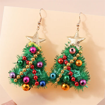 Cute Colorful Christmas Tree Drop Earrings for Women | Festival Christmas Dangle Earrings