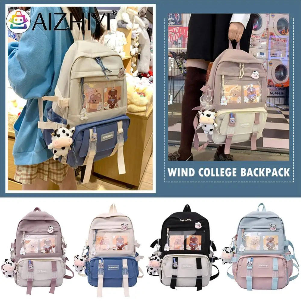 Women's Designer Backpacks | Contrast Color Design Canvas Bag for Daily Leisure