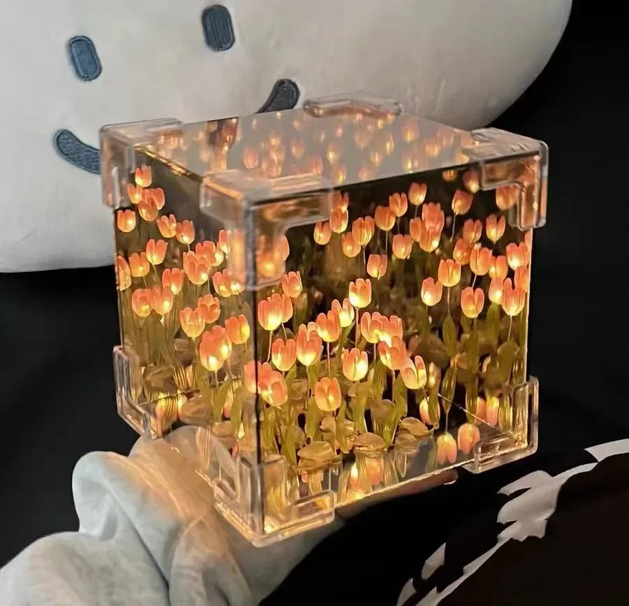 DIY Tulip Flower Cube | Three-Dimensional Small Night Lamp Material Package for Girlfriend
