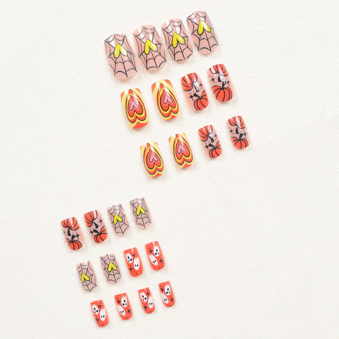 24 Cute Orange Halloween Nails | Halloween Series Cute Love Pumpkin Ghost Pattern Nail