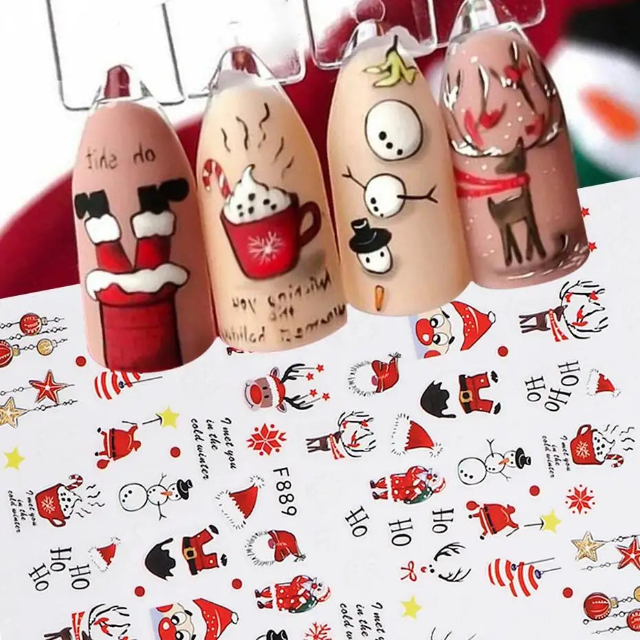 1pcs 3D Christmas Nail Stickers Design Manicure Decoration
