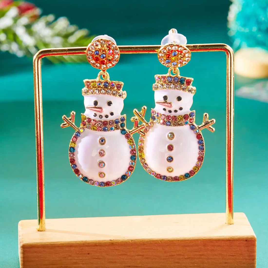 Minimalist Christmas Earrings | Exquisite Rhinestone Snowman Earrings for Women | Friendship Jewelry Gifts