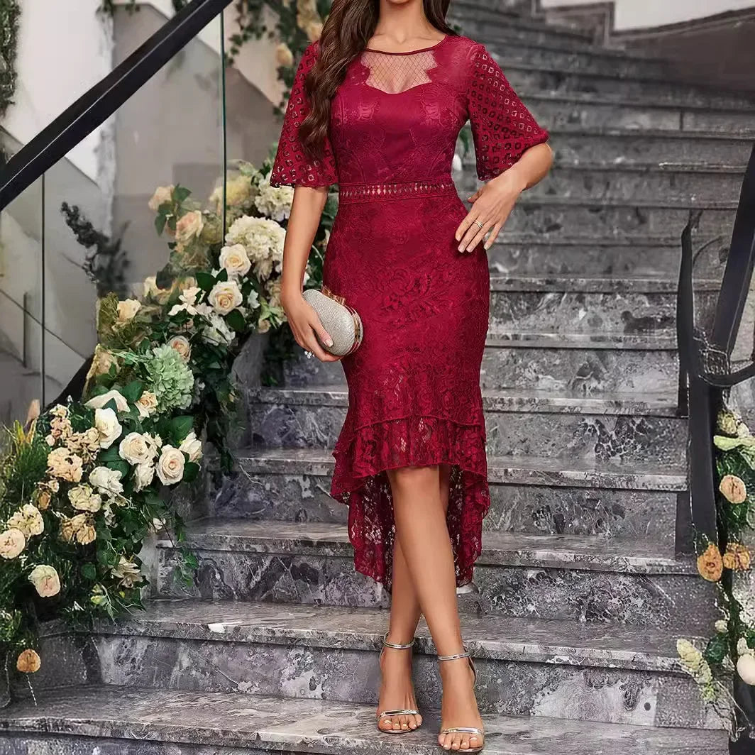 Elegant Evening White Lace Satin Pretty Dresses To Wear To A Wedding