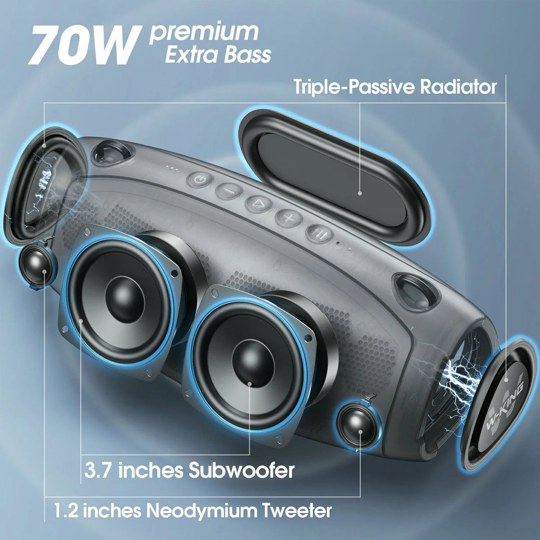 W-KING 70W Portable Loud Bluetooth Speaker | Wireless Outdoor Boombox