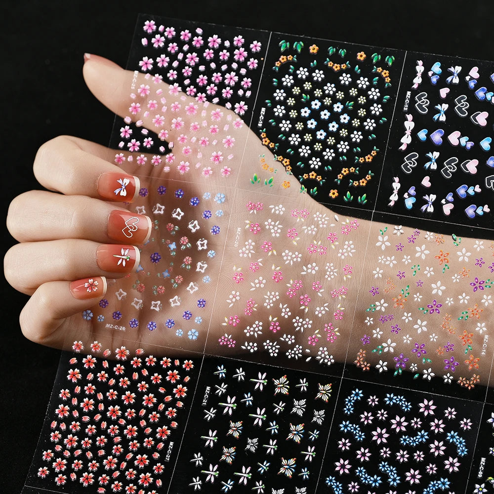 3D Cherry Blossoms Nail | Cute Heart Nail Sticker Manicure Decoration