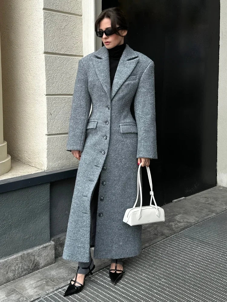 Long Coats For Women Winter | Fashion Waist Cinching Woolen Long Coats | Lady Commuter Outwear