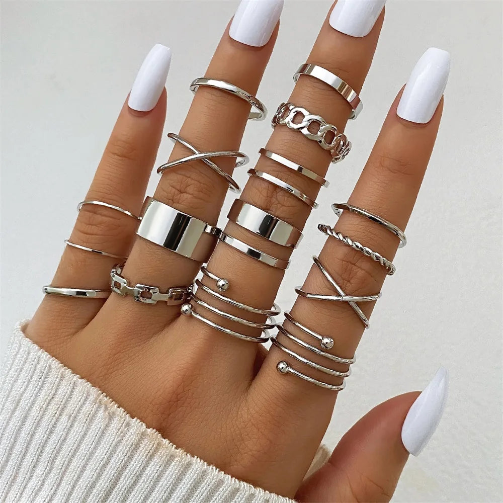 IFMIA Fashion Silver Color Punk Rings | Cross Rings For Ladies | Minimalism Finger Ring