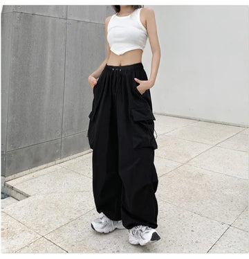 Loose Fit Cargo Pants Women | Workwear Casual Baggy Straight Trousers Fashion Wide Leg Pockets Joggers