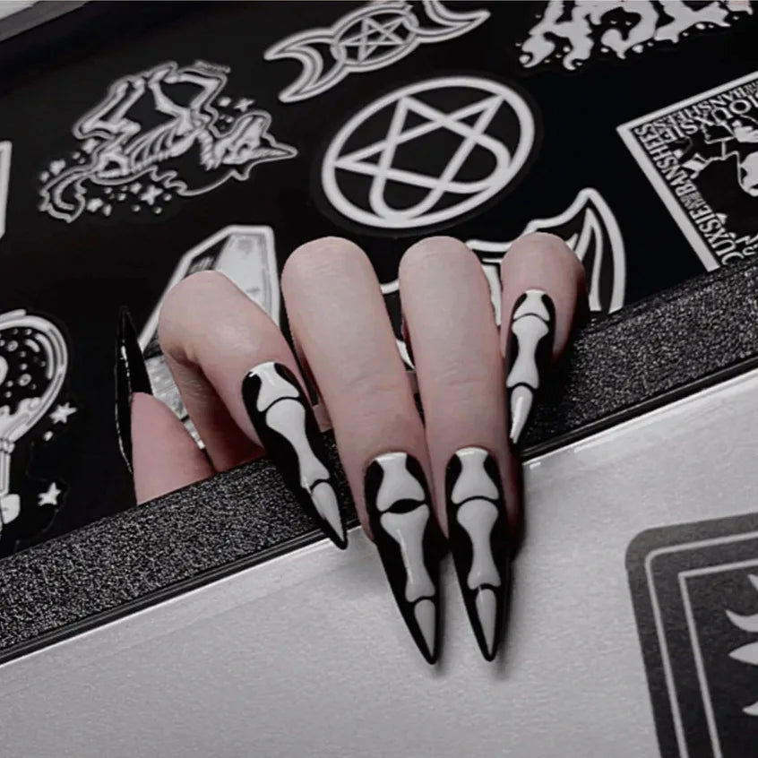 24 Orange Halloween Nails | Almond False Nails Art Detachable Phantom Fake Nail