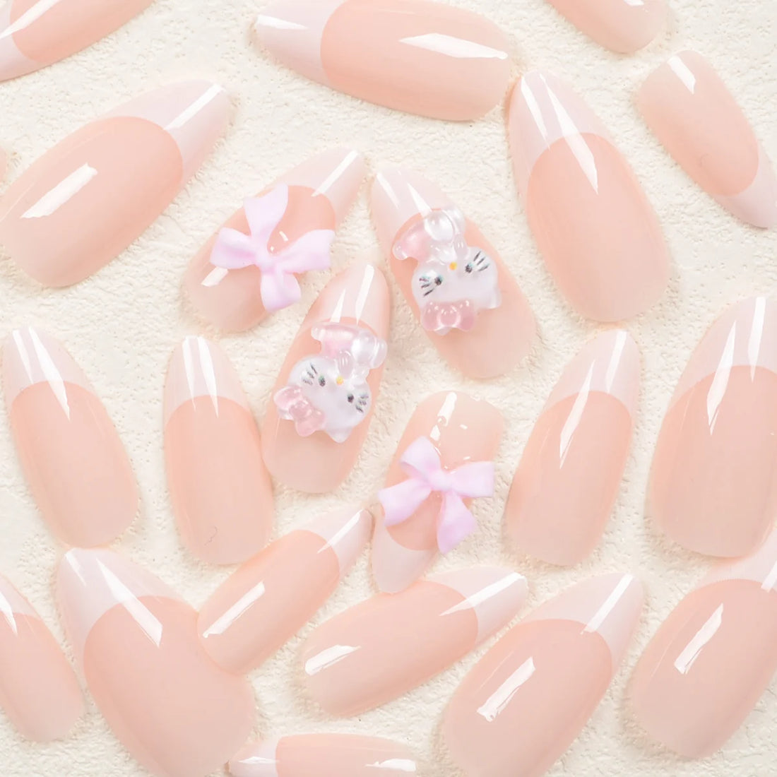 24 Basic Back To School Nails | Stereo Hello Kitty Drill 3d Pink Butterfly Drill Wear Armor suit