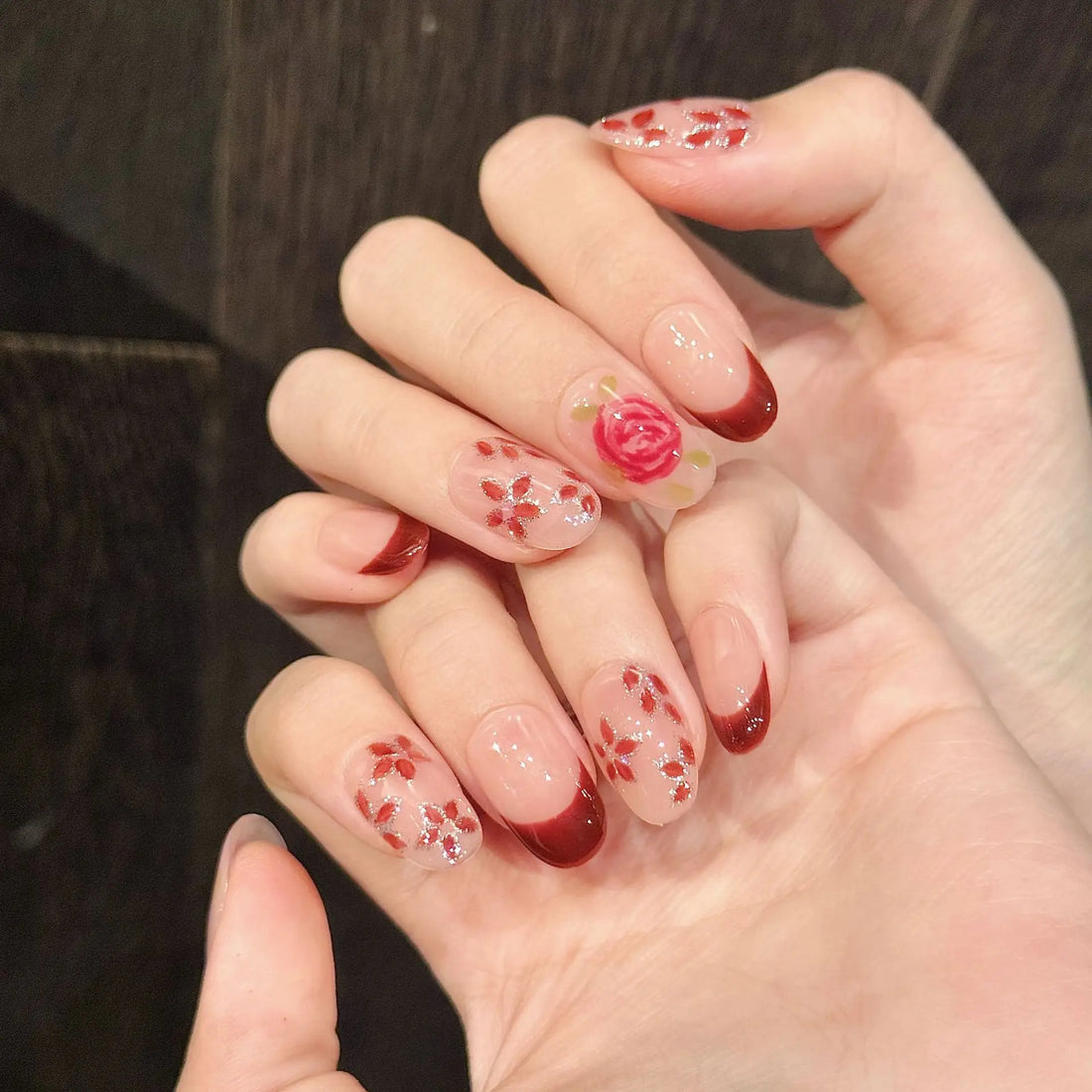 10 Spring Flower French Nails | Fake Nail Tips Women Wearable Full Cover