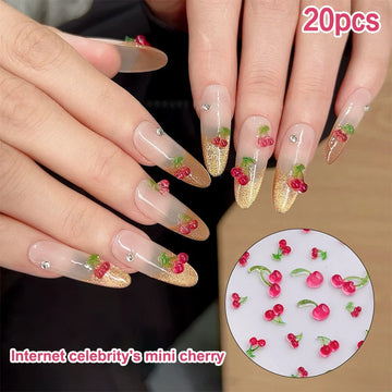 20 cherry red nails inspo | Resin Fruit Nail Charms Decorations | DIY Manicure